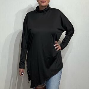 Black Asymetrical Turtleneck Top Sz M
